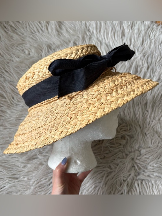 Helen Kaminski Classic 5 Raffia Straw Hat Black Ribbon Bow Sun Hat Australia OS main image 6